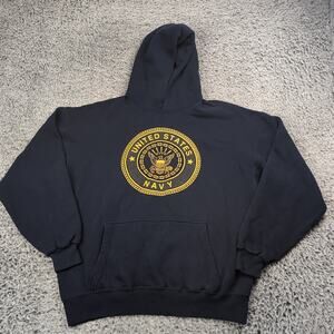 Vintage Soffe US Navy Hoodie Adult Large Blue Sweatshirt Pullover Made In USA